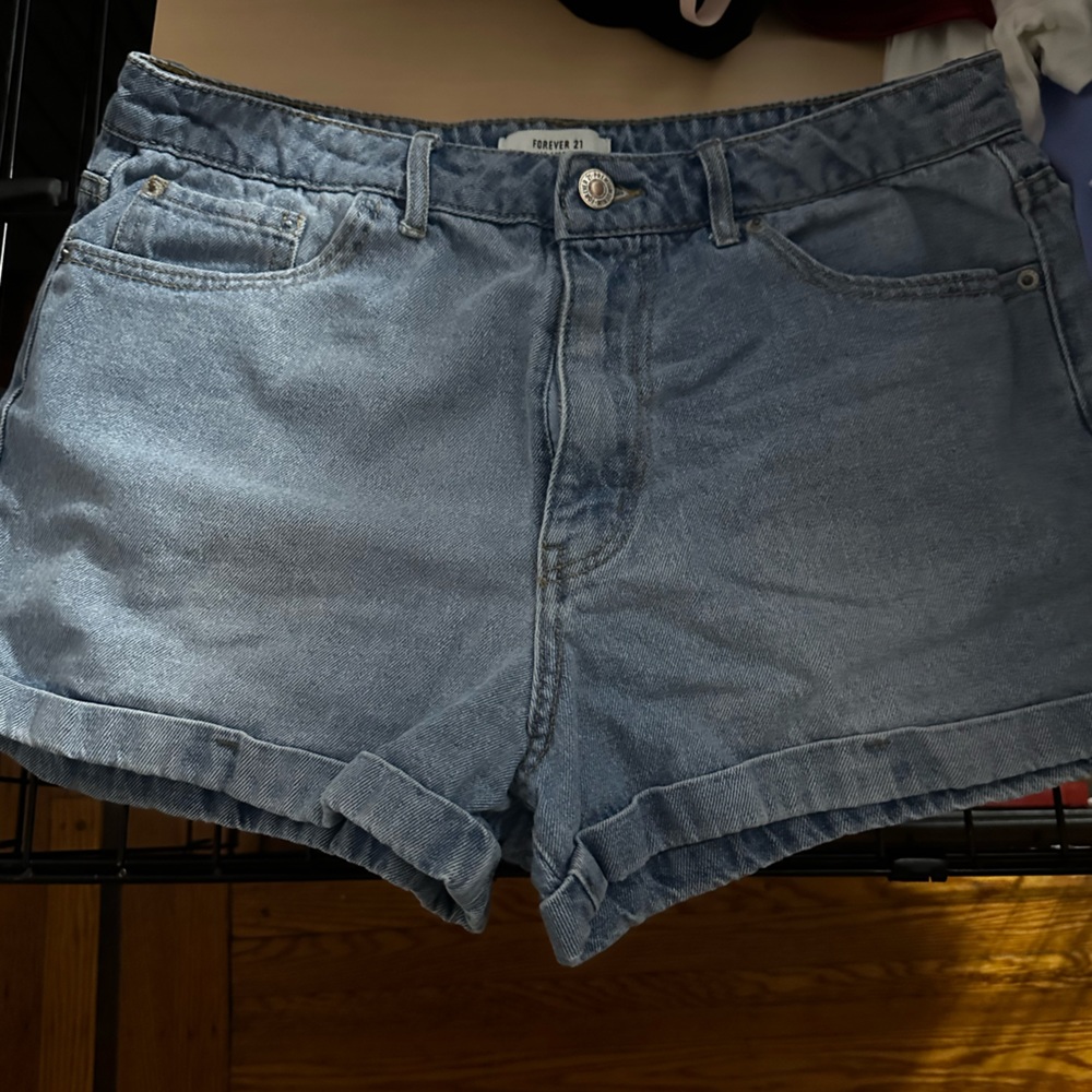 High waisted jean shorts
